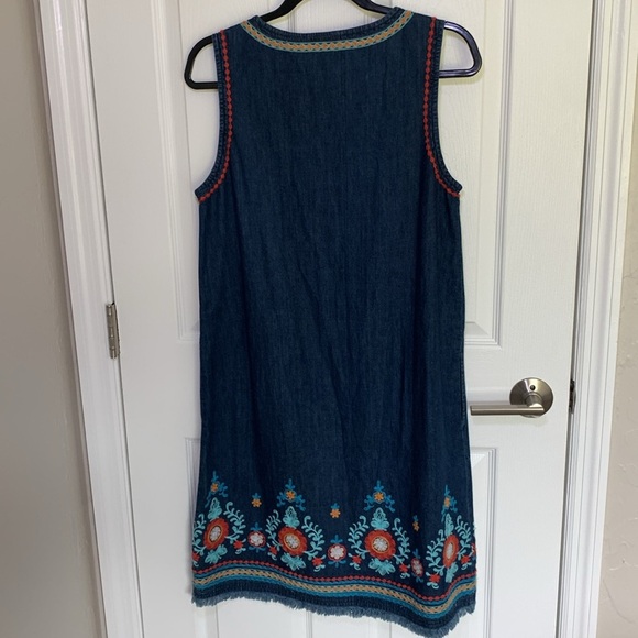 J Jill Denim embroidered sheath dress size small - Picture 6 of 10